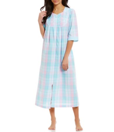 Miss Elaine Plaid Seersucker Zip Robe Dillards