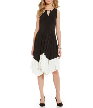 Ivanka Trump Matte Jersey Handkerchief Hem Dress Dillards