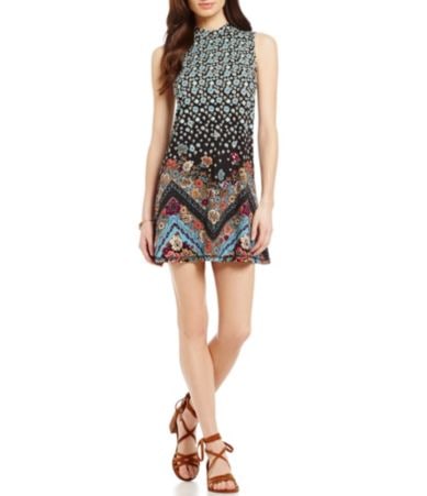 ONeill Lennon Floral-Printed Mock Neck Knit Shift Dress Dillards