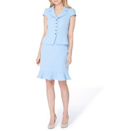 Tahari ASL Stretch Crepe RuffleHem Skirt Suit Dillards