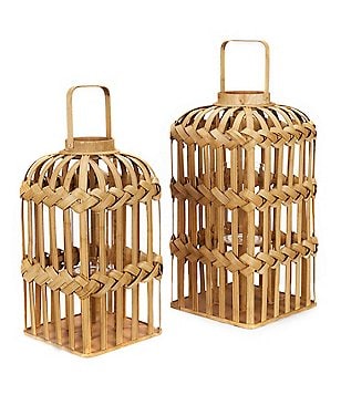 Southern Living Woven Bamboo Lantern
