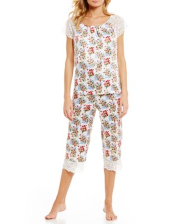 LaceTrimmed Floral Satin Pajamas Dillards