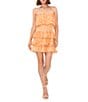 Color:Cornsilk - Image 1 - Glowing Petals Print Strapless Smocked Waist Tiered Gauze Chiffon Mini Dress