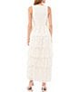 Color:New Ivory - Image 2 - Sleeveless V-Neck Empire Waist Ruffle Tiered Lace Midi Dress