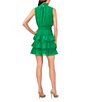 Color:Electric Green - Image 2 - Smocked Mock Neck Sleeveless Ruffle Tiered Mini Dress