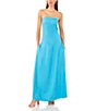 Color:Laguna Mist - Image 1 - Strapless Linen Smocked Back Pocketed A-Line Dress