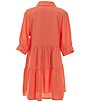 Color:Rose Coral - Image 2 - Big Girls 7-16 Balloon Sleeve A-Line Midi Dress
