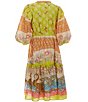 Color:Pistachio/Multi - Image 2 - Big Girls 7-16 Bubble Sleeve Tiered Printed Dress