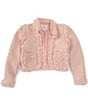 Color:Soft Pink - Image 1 - Big Girls 7-16 Long Sleeve Fringe Distressed Boucle Jacket