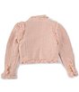 Color:Soft Pink - Image 2 - Big Girls 7-16 Long Sleeve Fringe Distressed Boucle Jacket