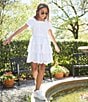 Color:White - Image 3 - Big Girls 7-16 Short Sleeve Eyelet Tiered Maxi Dress