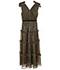 Color:Black/Yellow - Image 2 - Big Girls 7-16 Tiered Maxi Dress