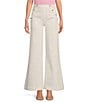 Color:Ivory - Image 1 - High Rise Wide Leg Gold Button Coordinating Sailor Jeans