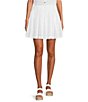 Color:White - Image 1 - High Waisted Pleated Linen Coordinating Mini Skirt