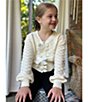 Color:Ivory - Image 3 - Little Girls 2T-6X Bow Button Down Cardigan
