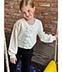 Color:Ivory - Image 4 - Little Girls 2T-6X Bow Button Down Cardigan