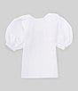 Color:Ivory - Image 2 - Little Girls 2T-6X Puff Sleeve Pullover Blouse