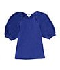 Color:French Blue - Image 1 - Little Girls 2T-6X Puff Sleeve Pullover Blouse