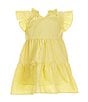 Color:Daffodil - Image 1 - Little Girls 2T-6X Ruffle Short Sleeve A-Line Tiered Dress