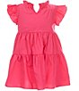 Color:Hot Berry - Image 1 - Little Girls 2T-6X Ruffle Short Sleeve A-Line Tiered Dress