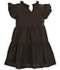 Color:Black - Image 1 - Little Girls 2T-6X Ruffle Short Sleeve A-Line Tiered Dress