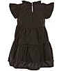 Color:Black - Image 2 - Little Girls 2T-6X Ruffle Short Sleeve A-Line Tiered Dress
