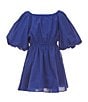 Color:French Blue - Image 1 - Little Girls 2T-6X Short Balloon Sleeve Dress