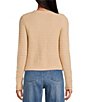Color:Taupe - Image 2 - Long Sleeve Crew Neck Gold Button Front Wool Blend Cardigan