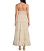 Color:Oat - Image 2 - Sleeveless V Neck A Line Lace Tiered Maxi Dress