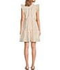 Color:Soft Pink - Image 2 - Split V-Neck Ruffle Cap Sleeve Tiered Embroidered Mini Dress