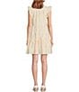 Color:Daffodil - Image 2 - Split V-Neck Ruffle Cap Sleeve Tiered Embroidered Mini Dress