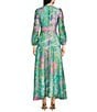 Color:Organza Bloom - Image 2 - Brooke Watercolor Floral Long Sheer Sleeve V-Neck Maxi Dress