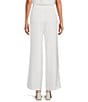 Color:White Crepe - Image 2 - Carter Stretch Crepe Wide Leg Flat Front Thick High Waistband Trouser Pants