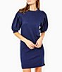 Color:Navy - Image 1 - Cedar Puff Sleeve Knit Dress