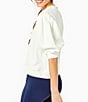 Color:White - Image 3 - Short Puff Sleeve Cedar Pullover Sweatshirt Top