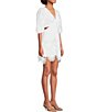 Color:White - Image 3 - Lace V Neckline 3/4 Sleeve Cut Out Tiered Mini Dress