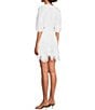 Color:White - Image 4 - Lace V Neckline 3/4 Sleeve Cut Out Tiered Mini Dress