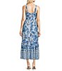 Color:Blue White - Image 2 - Adrianna by Adrianna Papell Printed Sweetheart Neck Sleeveless Midi Dress