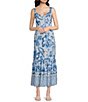 Color:Light Blue Multi - Image 1 - Adrianna by Adrianna Papell Printed Sweetheart Neck Sleeveless Midi Dress