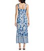 Color:Light Blue Multi - Image 2 - Adrianna by Adrianna Papell Printed Sweetheart Neck Sleeveless Midi Dress