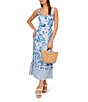 Color:Light Blue Multi - Image 3 - Adrianna by Adrianna Papell Printed Sweetheart Neck Sleeveless Midi Dress