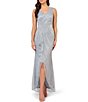 Color:Sky Blue - Image 1 - Sleeveless Metallic Mesh Cascade Gown