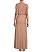 Color:Rose Gold - Image 2 - Round Neck Short Sleeve Beaded Blouson Gown