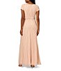 Color:Champagne Sand - Image 2 - Beaded Crew Neck Short Sleeve Blouson Gown