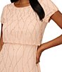 Color:Champagne Sand - Image 3 - Beaded Crew Neck Short Sleeve Blouson Gown