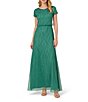 Color:Jungle Green - Image 1 - Beaded Crew Neck Short Sleeve Blouson Gown
