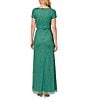 Color:Jungle Green - Image 2 - Beaded Crew Neck Short Sleeve Blouson Gown