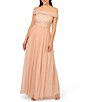 Color:Blush - Image 1 - Beaded Mesh Off-the-Shoulder Gown