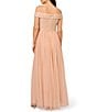 Color:Blush - Image 2 - Beaded Mesh Off-the-Shoulder Gown