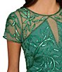 Color:Jungle Green - Image 6 - Beaded Round Neckline Short Sleeve Sheath Dress